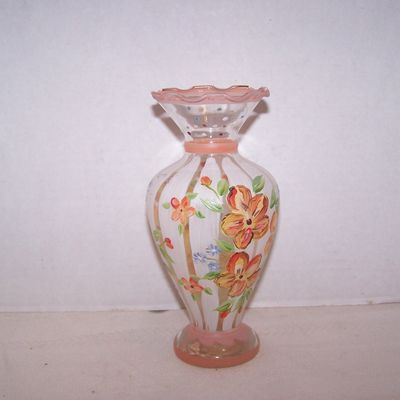 Hand Painted Small Glass Pedestal Vase