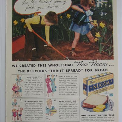 1937 Nucoa Margarine with Two Children Gardening