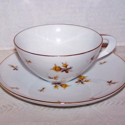 Sango Cup & Small Plate, Yellow Chintz, Japan