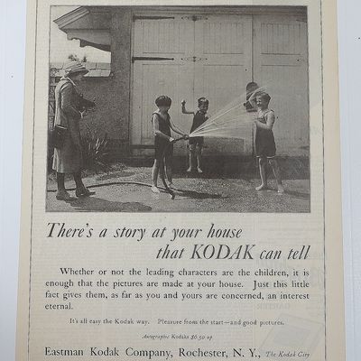 1922 Kodak With Kids Getting Wet