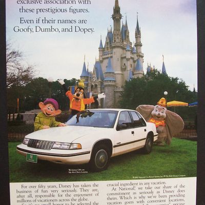 1990 National Car Rental w/ Walt Disney's Goofy & More