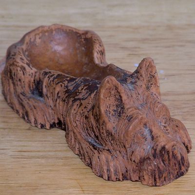Wood Scottie Dog W/Pipe Holder