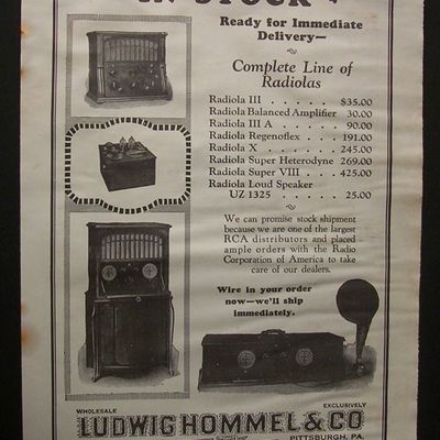 1925 Ludwig Hommel & Co Radiolas w/ 4 Different Models