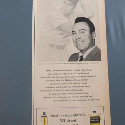 1956 Wildroot Cream Oil w/Brooklyn Dodger's Duke Snider