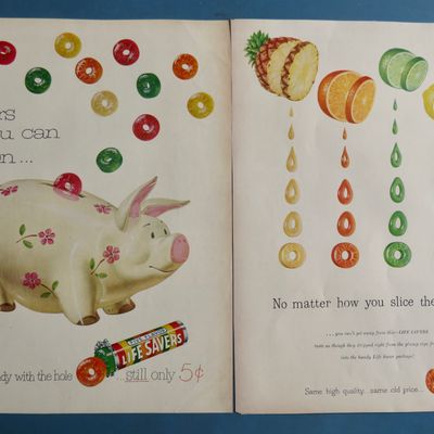 1950's Lifesavers Candy with Piggy Bank & Fruit