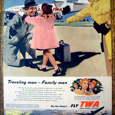 1954 Trans World Airlines TWA with Girl Welcoming Man