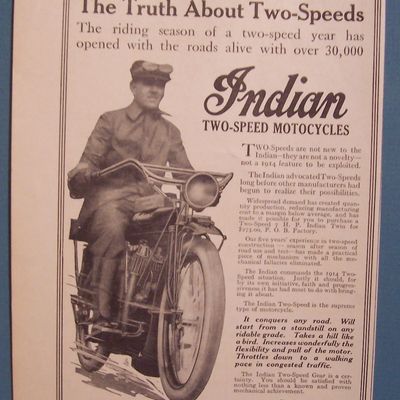 1914 Indian Motorcycle with Man on the Motorcycle