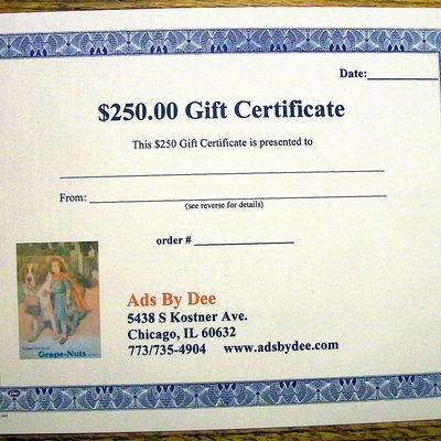 Ads By Dee $250 Gift Certificate