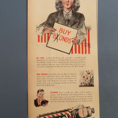 1943 Barbasol with Woman Soldier Holding Sign