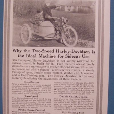 1914 Harley-Davidson Motorcycle with Man & Woman