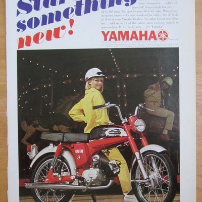 1967 Yamaha Rotary Jet 100 Single w/ Woman & the Bike