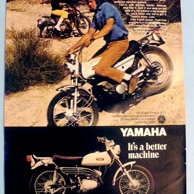 1969 Yamaha 125 Single Enduro w/ Man on Bike