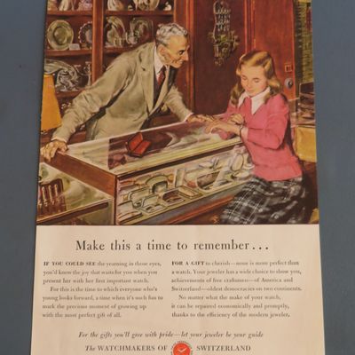 1948 Watchmakers of Switzerland By Utz w Jeweler & Girl