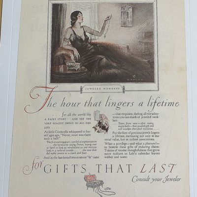 1926 Jeweled Moments With Lady Holding Her Necklace