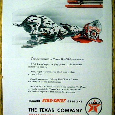 1947 Texaco Fire Chief Gasoline w/Dalmatian & Hat