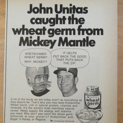 1971 Wheat Germ with John Unitas & Mickey Mantle
