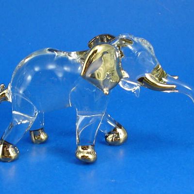 Klima Blown Glass Gold Trim Elephant