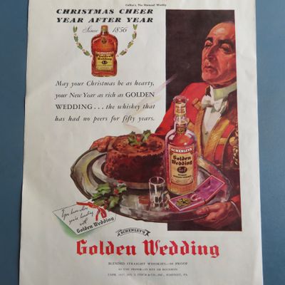 1937 Golden Wedding Whiskey with Servant Carrying Tray