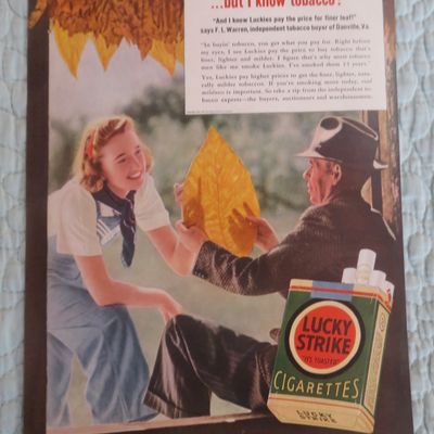 1941 Lucky Strike Cigarettes with Man & Woman & Leaf