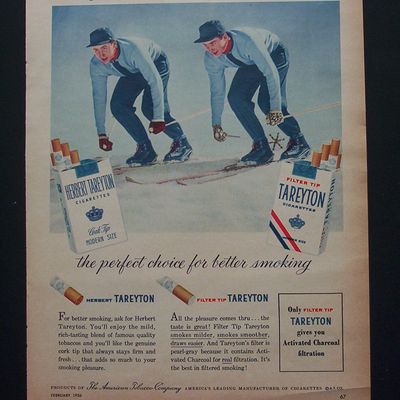 1956 Tareyton Cigarettes with 2 Men Skiing