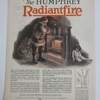 1925 Humphrey Radiant Fire With Santa Claus & Boy
