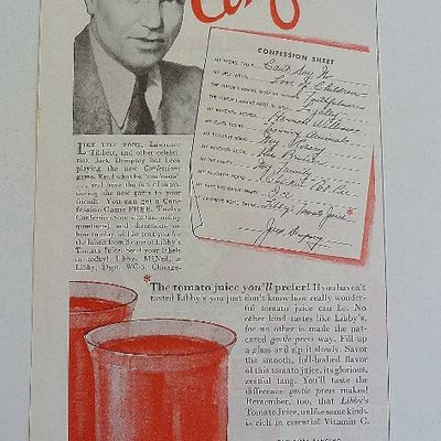 1938 Libby's Tomato Juice With Jack Dempsey