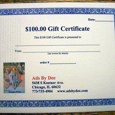 Ads By Dee $100 Gift Certificate