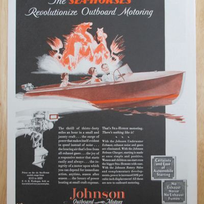 1929 Johnson Outboard Motors with Family on Sea Horse
