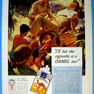 1945 Camel Cigarettes with Soldiers Talking & Smoking
