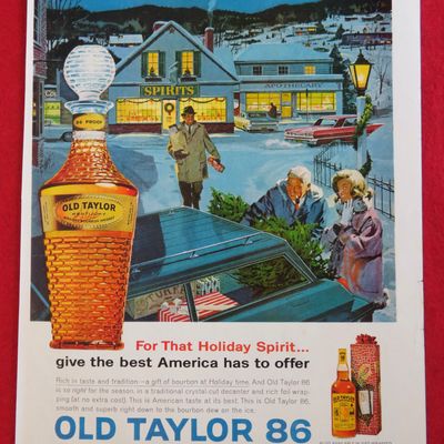 1963 Old Taylor 86 Whiskey w/ People Christmas Shopping