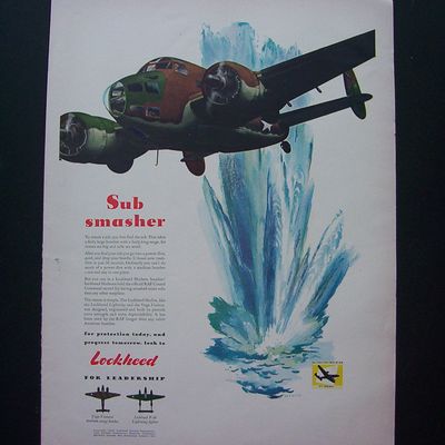 1943 Lockheed with Plane Just Missing a Bomb Exploding