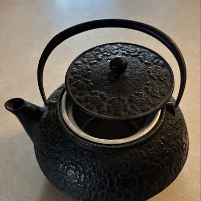 Vintage Black Cast Iron Teapot