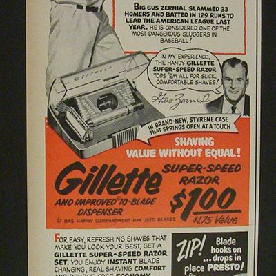 1952  Gillette  Super-Speed Razor w/  Gus  Zernial