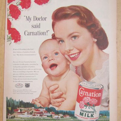1954 Carnation Milk with Baby & Woman Smiling