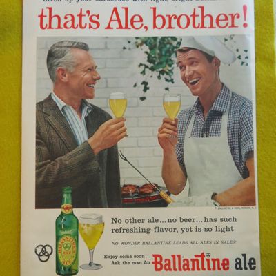 1956 Ballantine Ale with Father & Son Drinking Ale