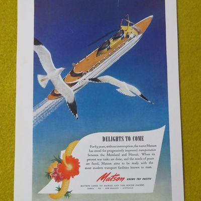 1945 Matson Lines To Hawaii with Delights To Come