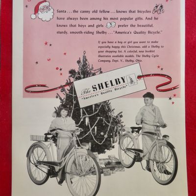 1950's Shelby Bicycle w/ Children & Bikes For Christmas