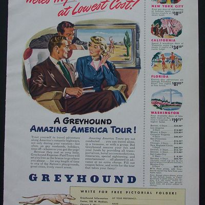 1950 Greyhound with People Talking