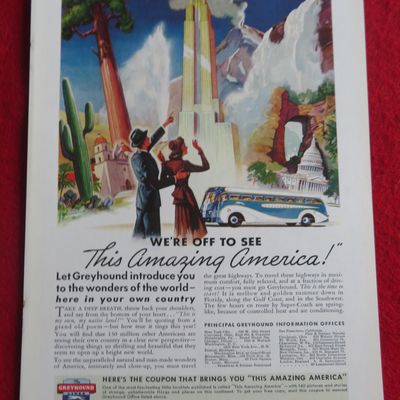 1940 Greyhound with Off To See Amazing America