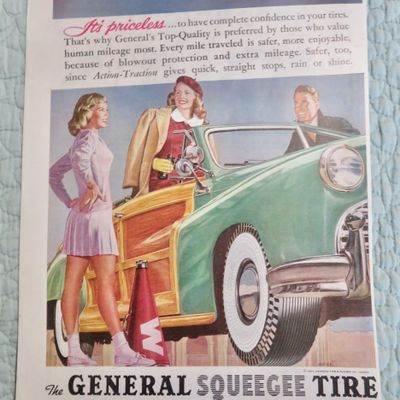 1947 General Squeegee Tire with Woman in a Car Talking