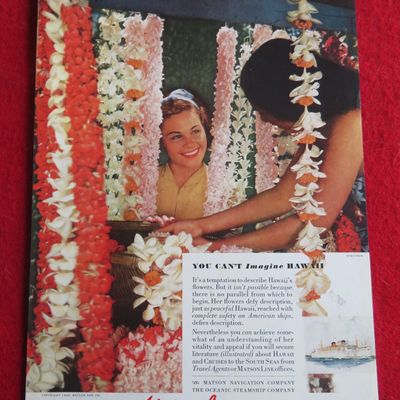 1940 Matson Line To Hawaii with Lovely Woman