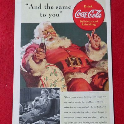 1939 Coca Cola (Coke) with Santa Claus with Bottle