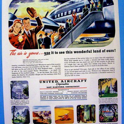 1949 United Aircraft with People Boarding Airplane