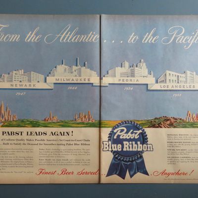 1953 Pabst Blue Ribbon Beer with Atlantic To Pacific
