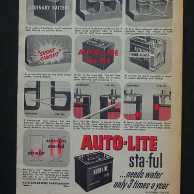 1952 Auto-Lite Sta-Ful Battery w/Which Battery In Car