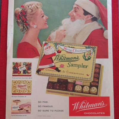 1957 Whitman's Sampler with Woman & Man as Santa