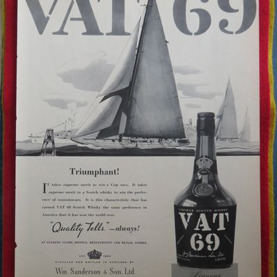1934 Vat 69 Scotch Whisky with Sailboats Sailing