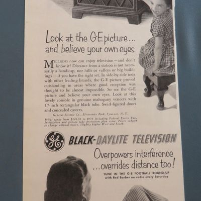 1951 General Electric Black Daylite Television w/Girl
