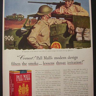 1941 Pall Mall Cigarette w/2 Service Men By John Falter
