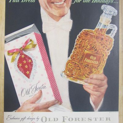1953 Old Forester Whiskey with Man Holding Bottle